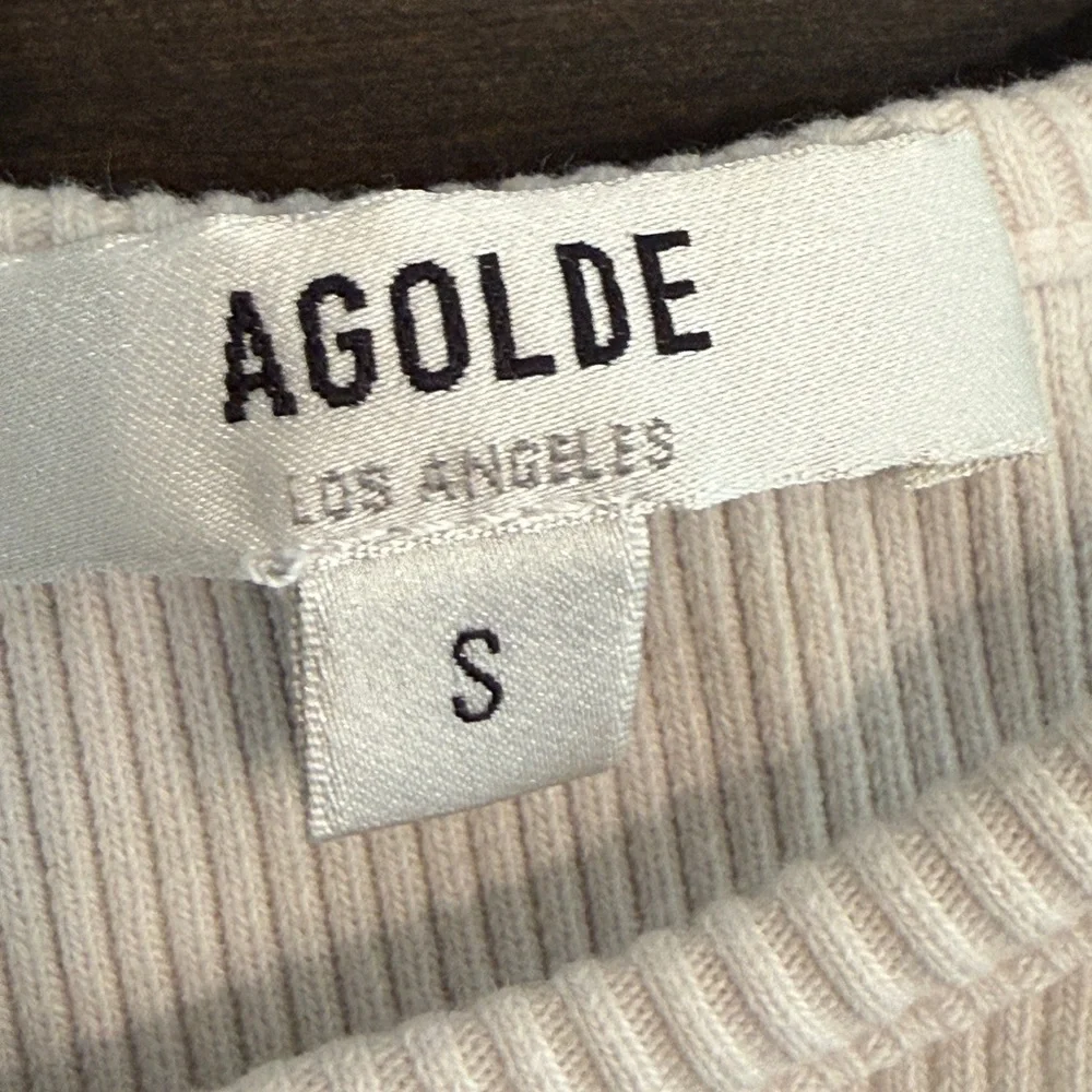 Agolde Cream Ribbed Racerback Tank - Picture 2 of 7